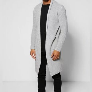 BOOHOOMAN LONGLINE CARDIGAN IN FISHERMAN KNIT